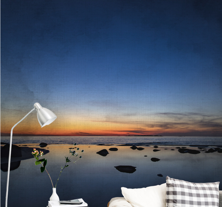 Nature wall mural calm sunset reflections - TenStickers