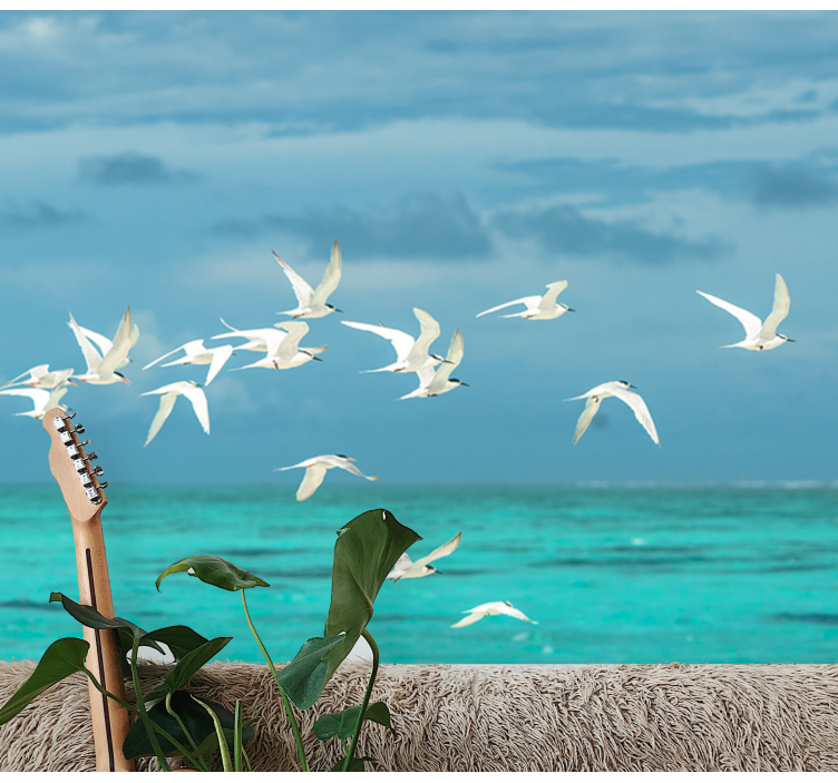 Nature wall mural flying birds scene - TenStickers