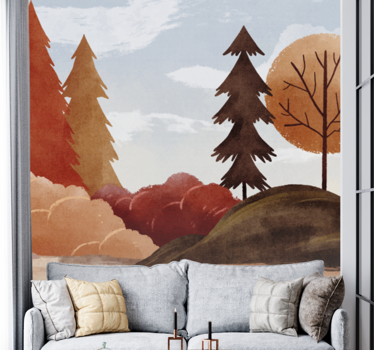 Nature wall mural scenic autumn landscape - TenStickers