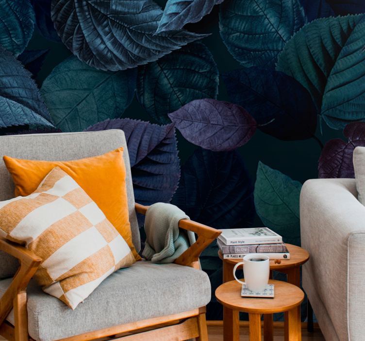 Nature wall mural soft leaf designs - TenStickers