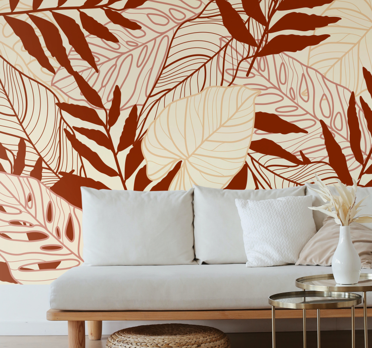 Nature wall mural tropical leaf designs - TenStickers