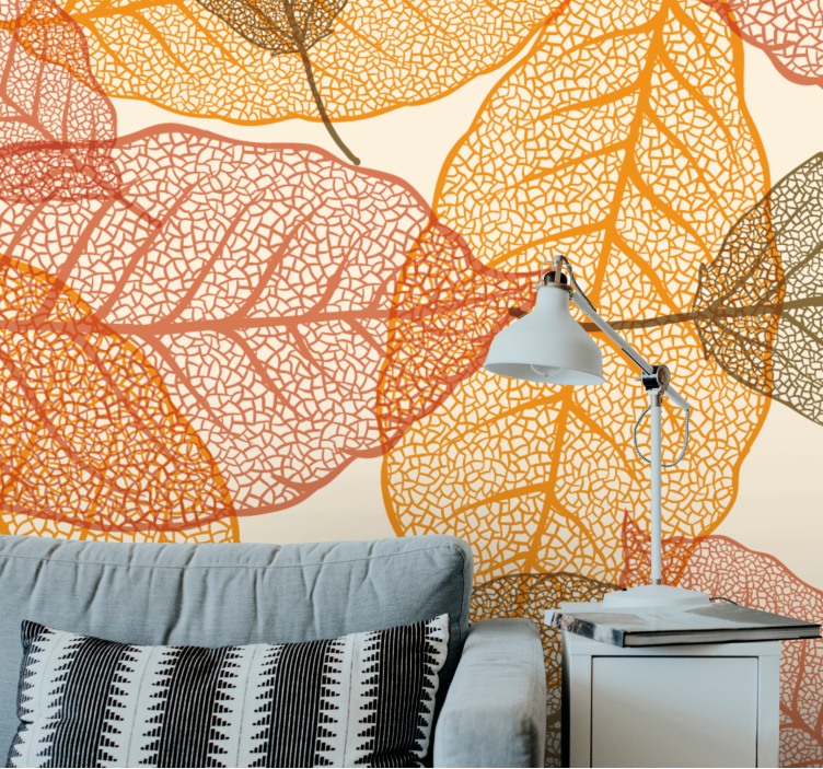 Nature wall mural with detailed leaf patterns - TenStickers