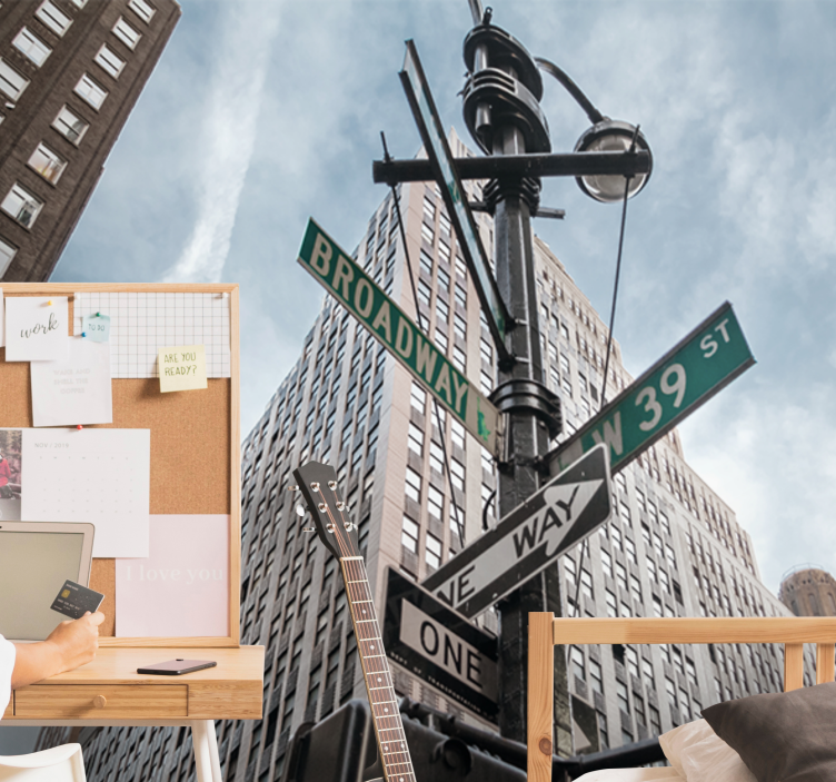 New York street view sign new york wall mural - TenStickers