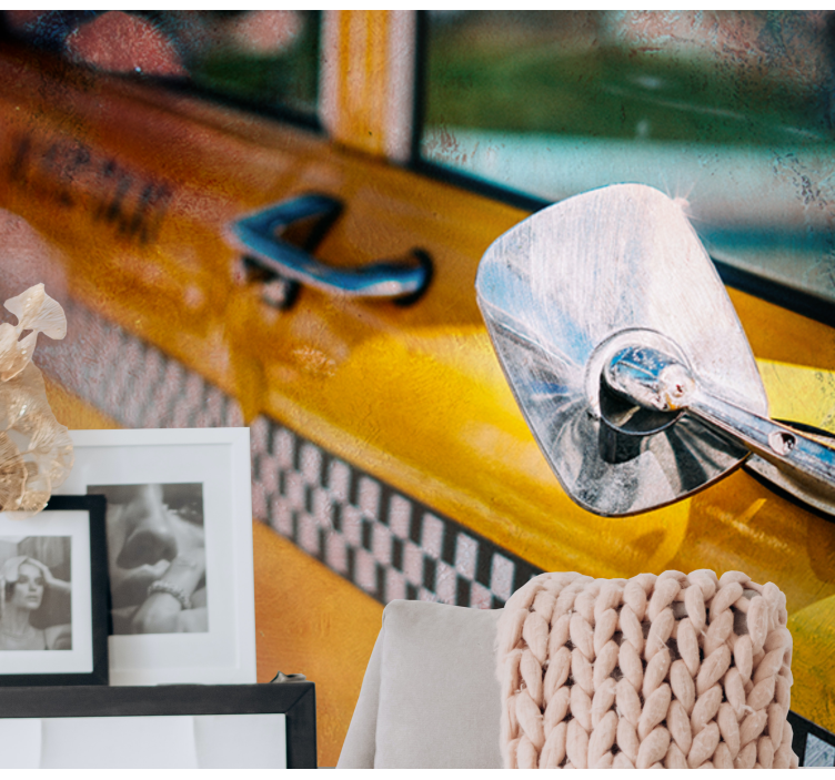 New york wall mural iconic yellow taxi design - TenStickers