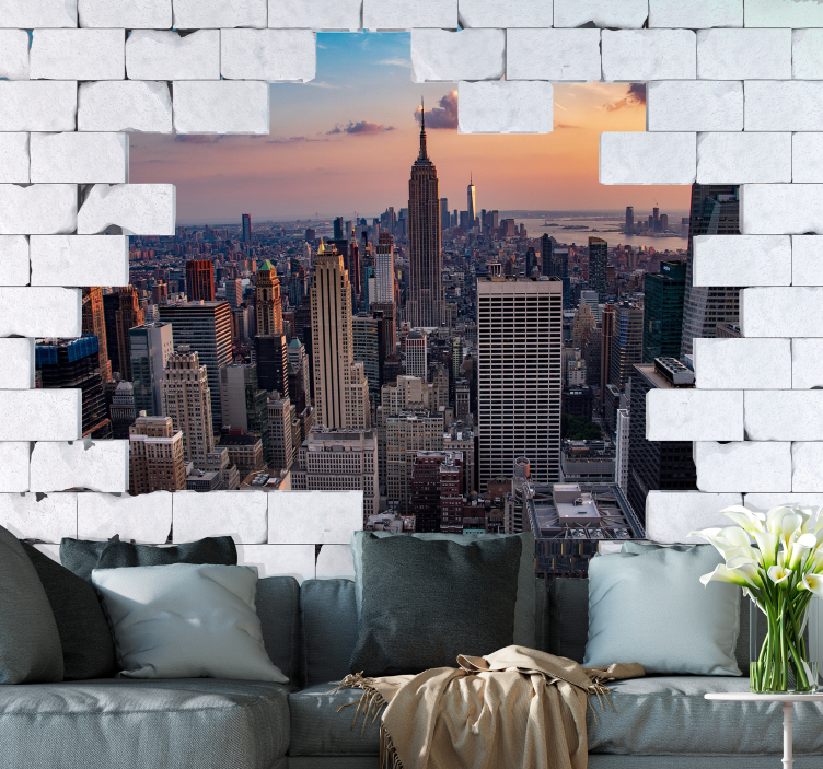 New york wall mural new york skyline sunset - TenStickers