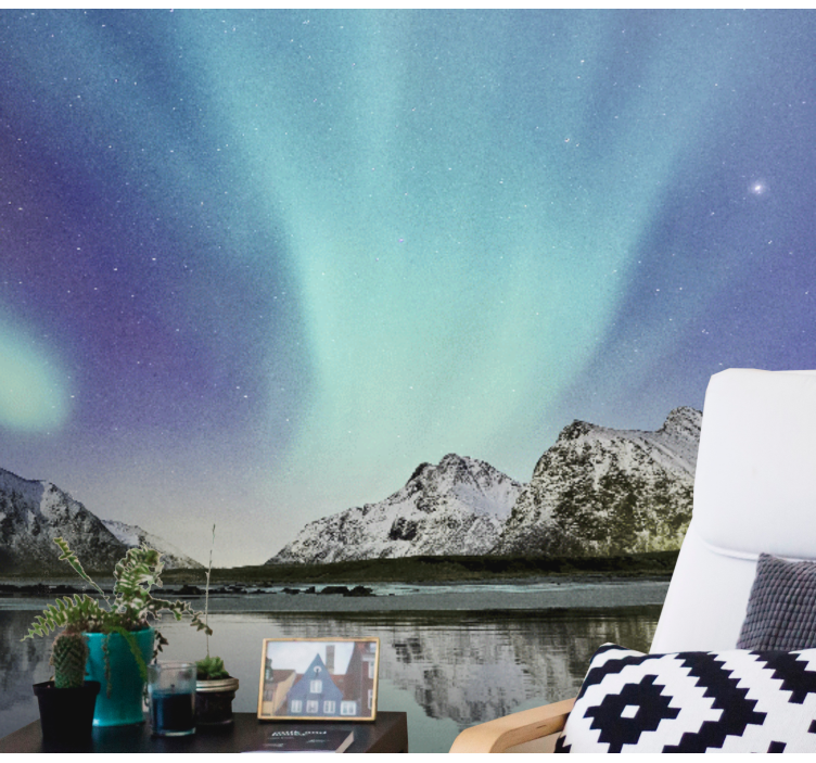Northern lights lake Sky Wall Mural - TenStickers