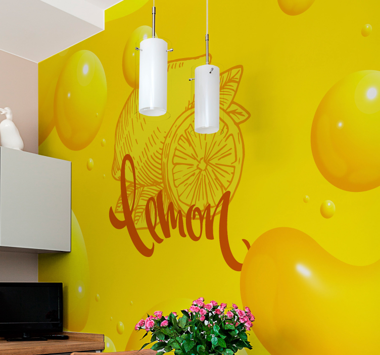 Orange and lemon sketch Yellow Wall Mural - TenStickers