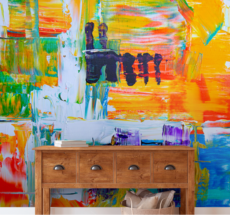 Painting wall mural vibrant abstract design - TenStickers