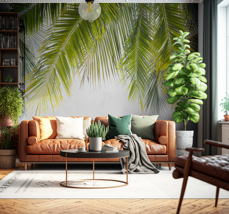 Palm leaves hanging wall mural - TenStickers