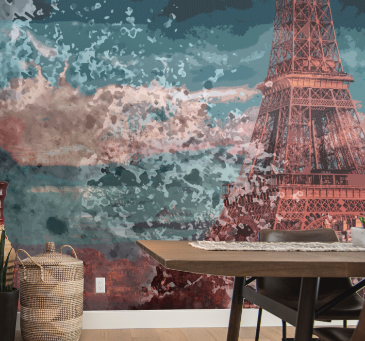Paris wall mural eiffel tower cityscape - TenStickers