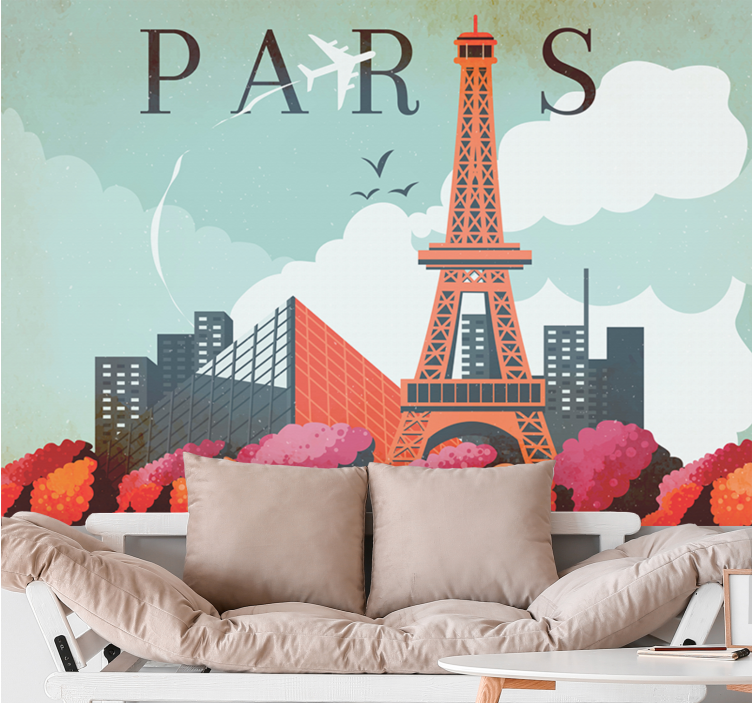 Paris wall mural eiffel tower skyline - TenStickers