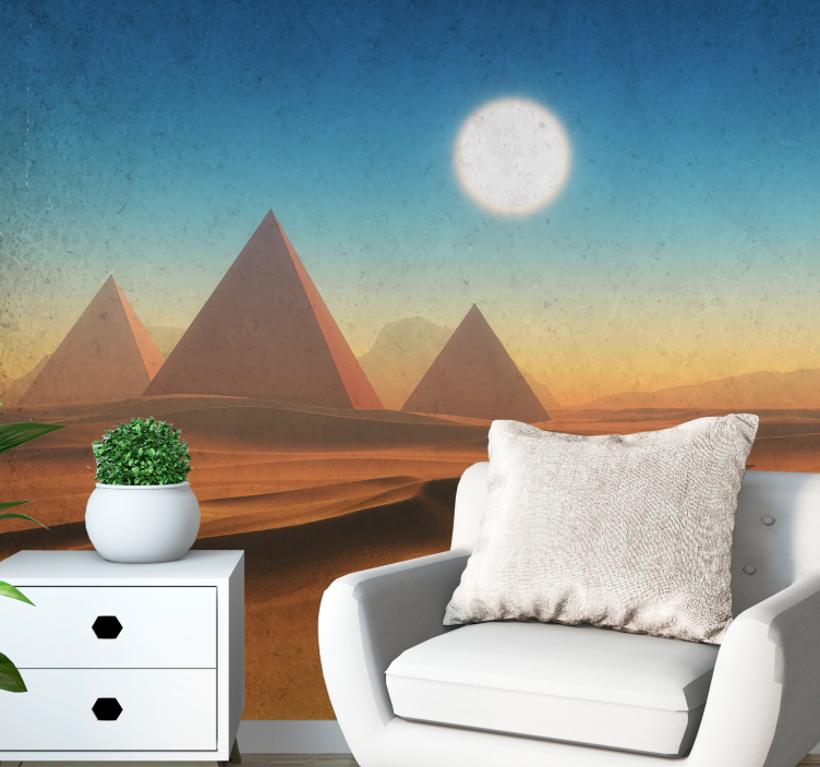 Pastel colored sky and pyramid wall mural - TenStickers
