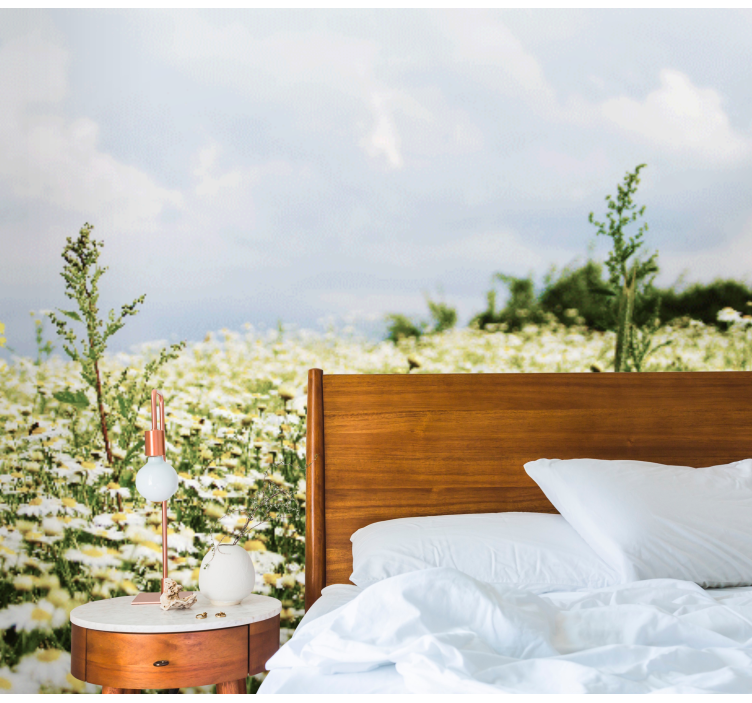 Peaceful meadow of daisies nature wall mural - TenStickers