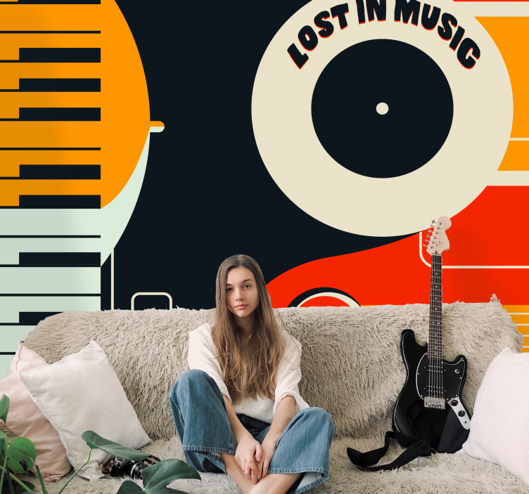 Piano retro design music mural - TenStickers
