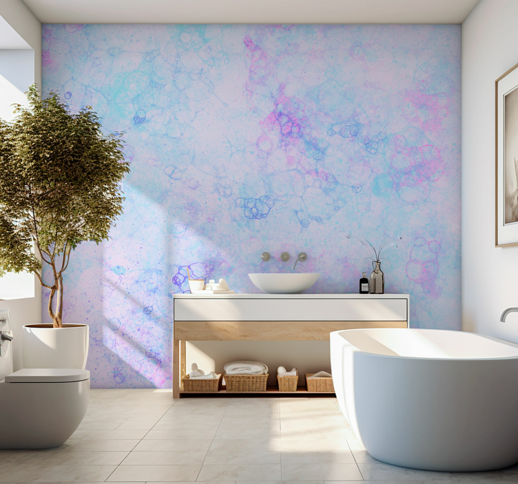 Pink and blue bubbles 3D wall mural - TenStickers