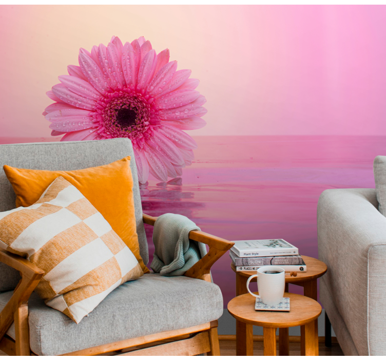 Pink Flower Reflection poppy wall mural - TenStickers