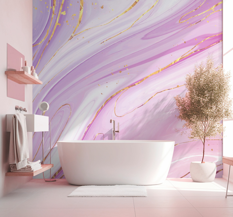 Pink fluid texture 3D wall mural - TenStickers