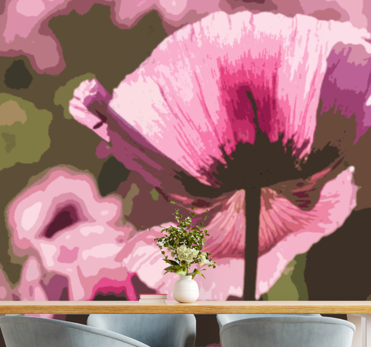 Poppy wall mural pink poppy bloom - TenStickers