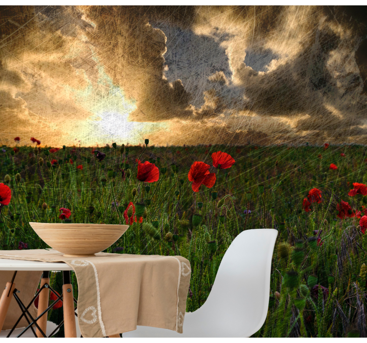 Poppy wall mural poppy meadow dusk - TenStickers