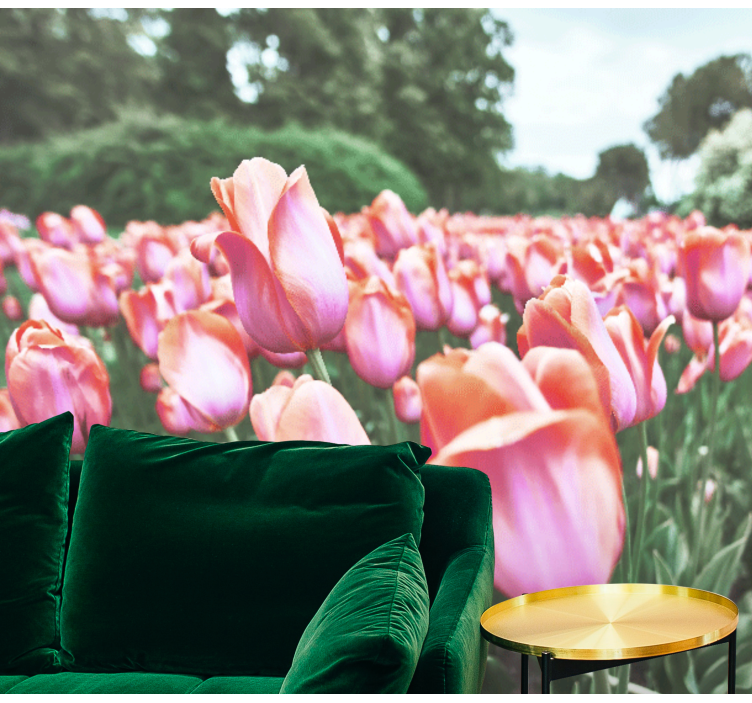 Poppy wall mural tulip field blossom - TenStickers