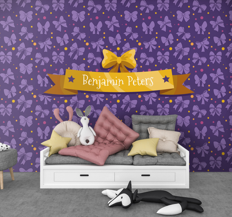 Purple Bows Pattern children wall mural - TenStickers