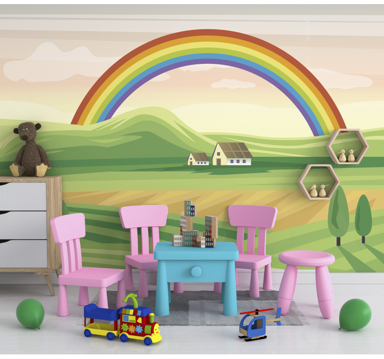 Rainbow over the fields Kids Murals - TenStickers