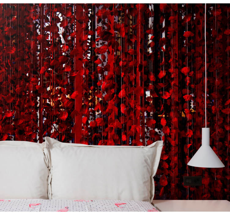 Red Floral Cascade flower mural - TenStickers