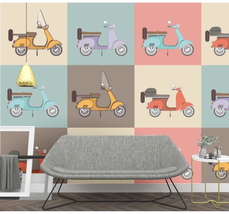 Retro scooter pattern vehicle mural - TenStickers
