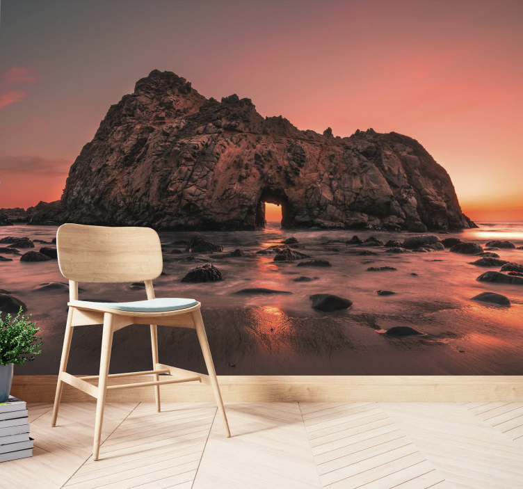 Rocky Coast Sunset landscape mural wallpaper - TenStickers