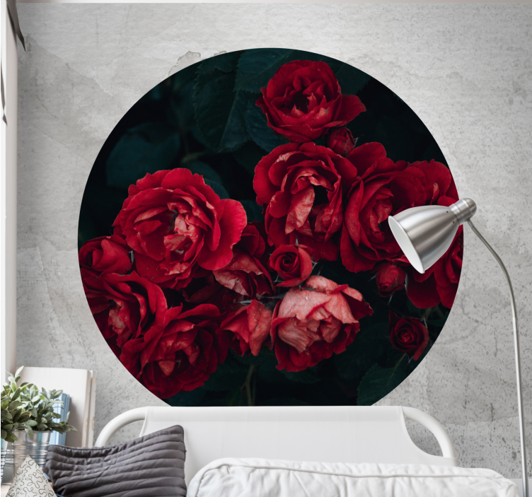 Rose mural red rose blossoms - TenStickers