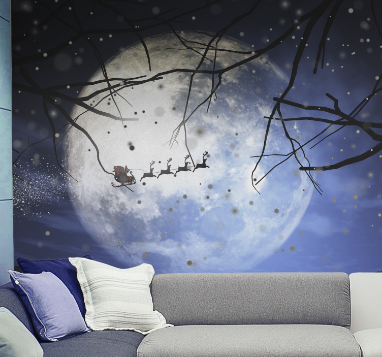 Santa's Night Journey christmas mural - TenStickers