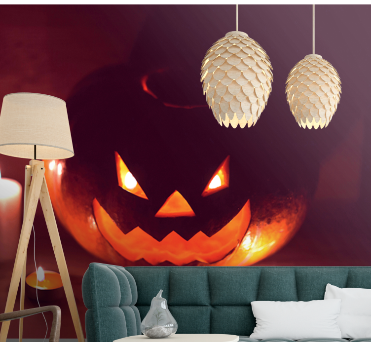 Scary Pumpkin Glow halloween mural - TenStickers