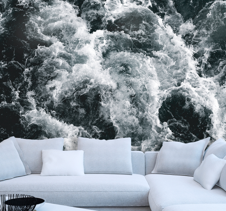 Sea mural of tumultuous ocean waves - TenStickers