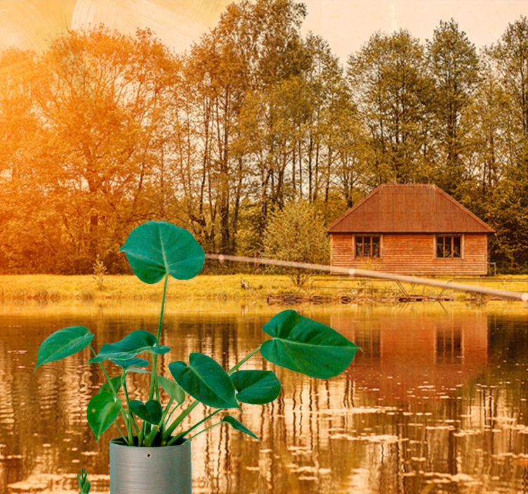 Serene Lakeside View landscape mural wallpaper - TenStickers