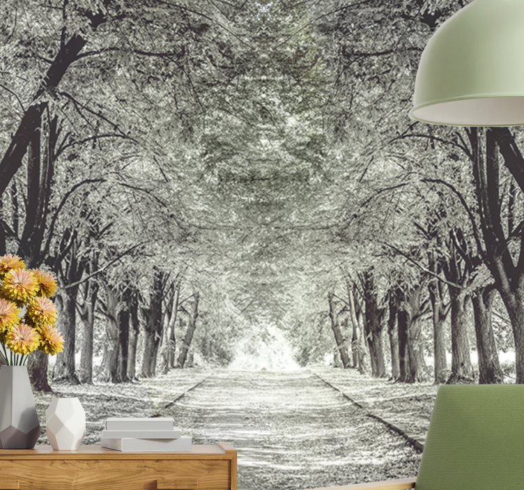 Serene Tree Path nature wall mural - TenStickers