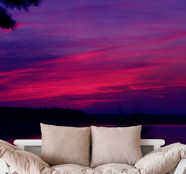 Serene Twilight Silhouette landscape mural wallpaper - TenStickers
