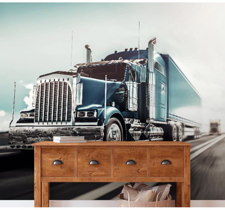 Silver truck on highway wall mural - TenStickers