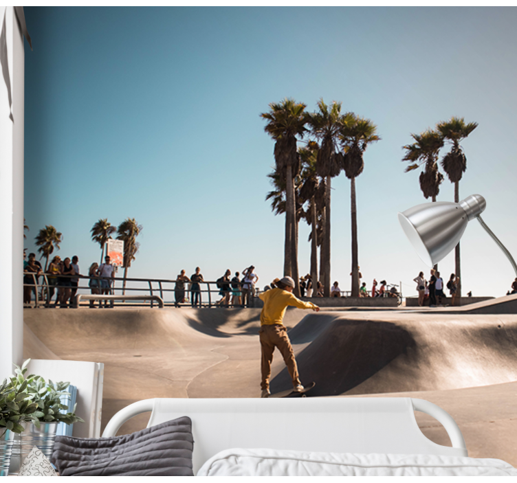 Skate palm tree road wall mural - TenStickers