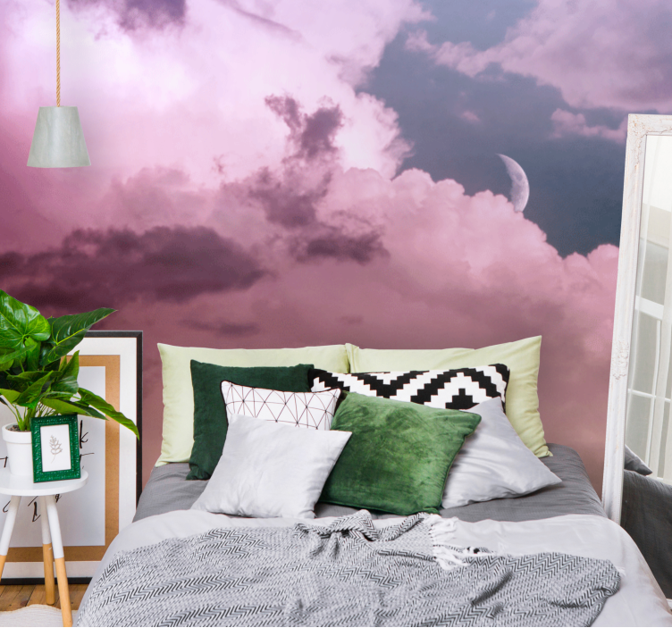 Sky mural cloudy moonlit sky - TenStickers