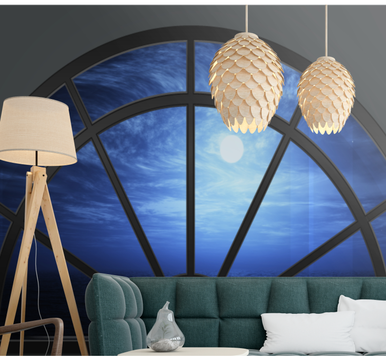Sky mural moonlit ocean scene - TenStickers