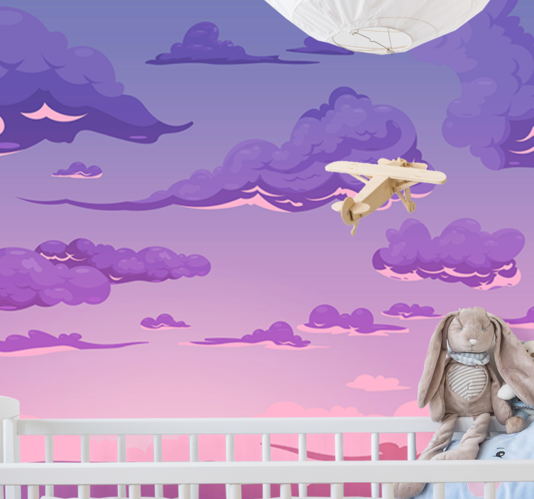 Sky mural whimsical cloud scene - TenStickers