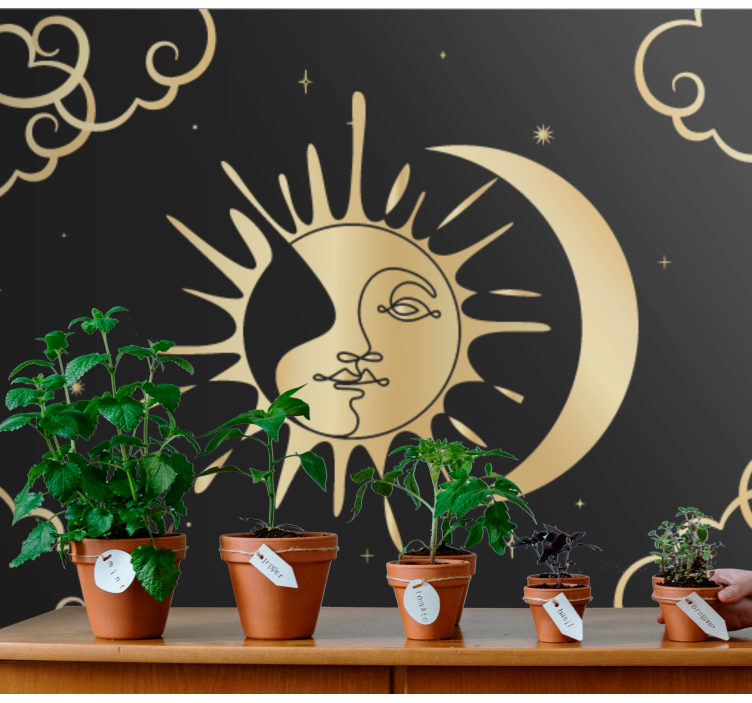 Solar and moon motif fantasy wall mural - TenStickers