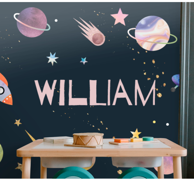 Solar system for children with name wall Murals - TenStickers