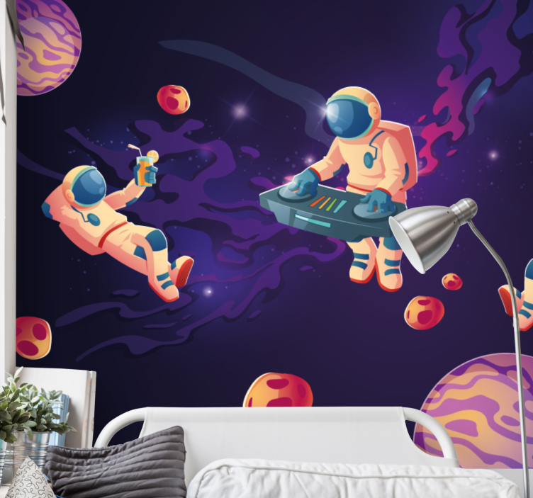 Space mural astronauts floating in the cosmos - TenStickers