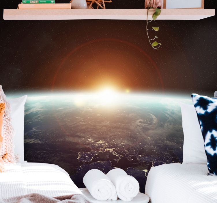 Space mural earth dawn viewpoint - TenStickers