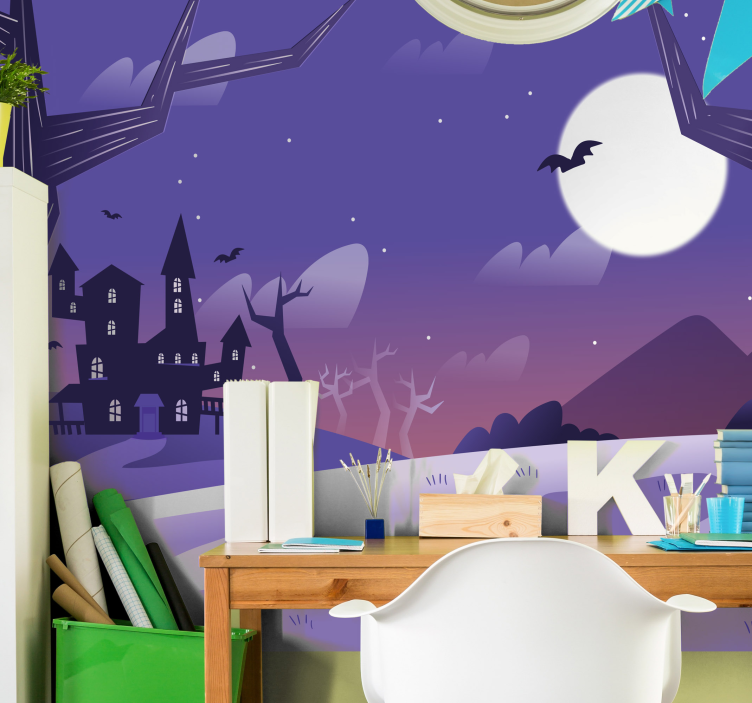 Spooky night landscape halloween mural - TenStickers