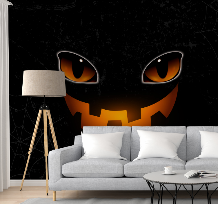 Spooky Pumpkin Eyes halloween mural - TenStickers