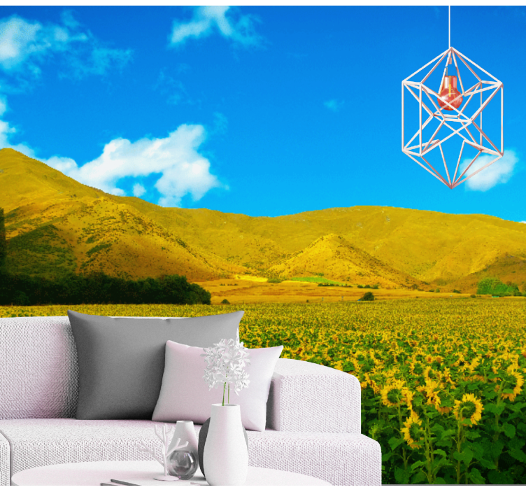 Spring landscape with fields wall mural - TenStickers