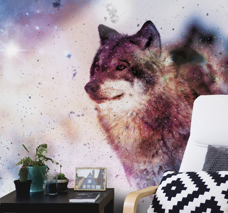 Star Bound Wolf modern wall mural - TenStickers
