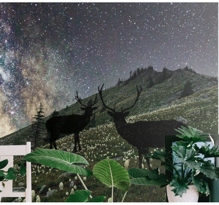 Starry Night Deers forest wall mural - TenStickers